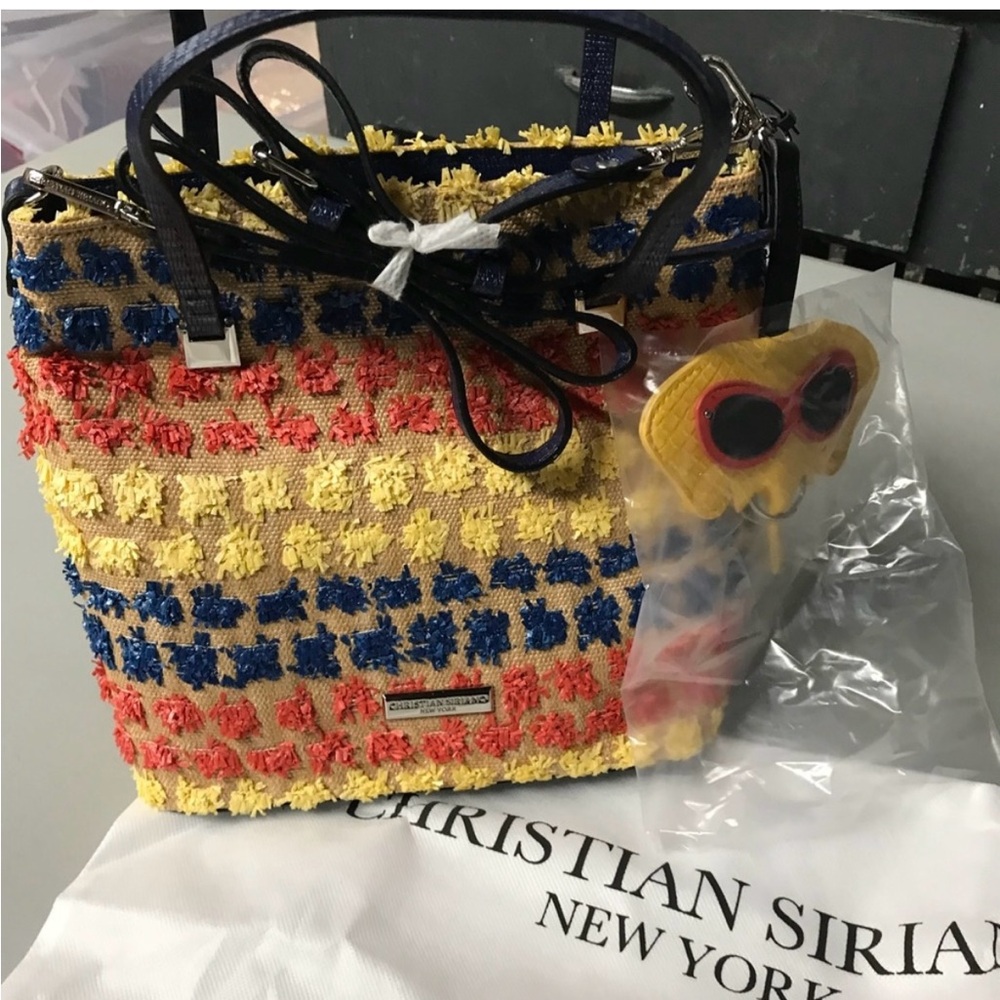 Christian Siriano Sabrina Raffia Fringe Tote Shoulder Hand Bag NWT Resort Summer